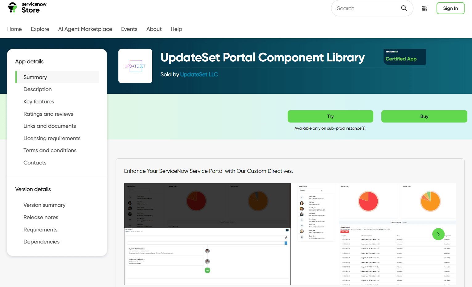 Portal Component Library on ServiceNow Store