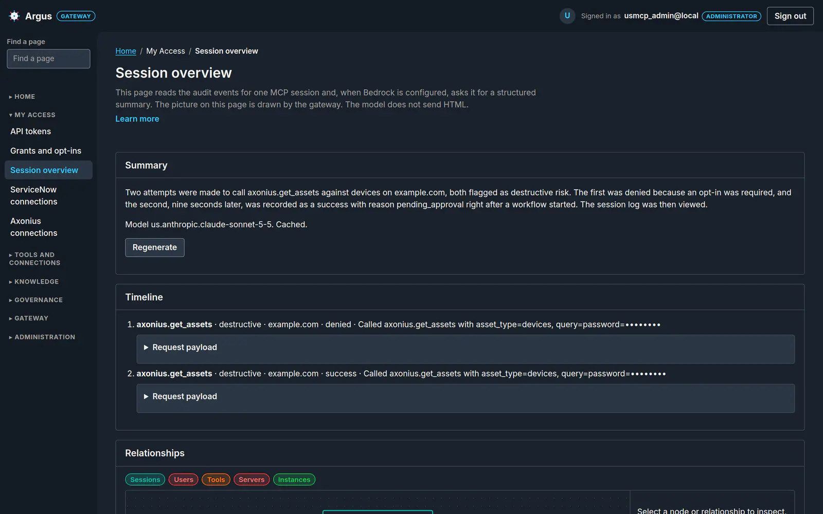 Argus audit log